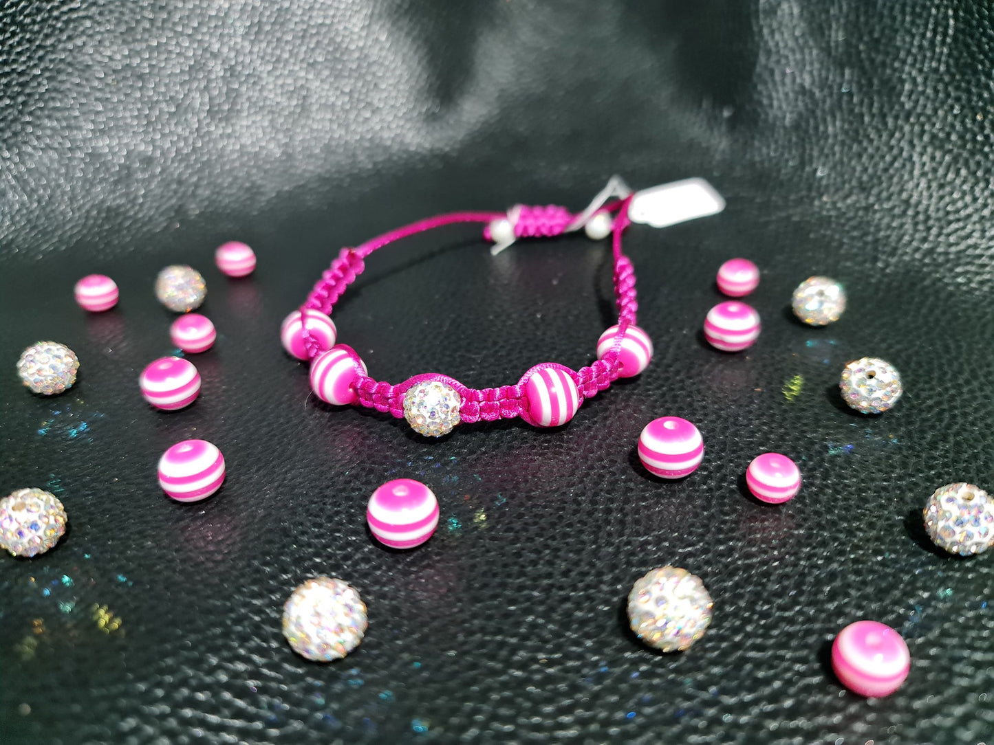 bracelet coloré fantaisie rose et blanc